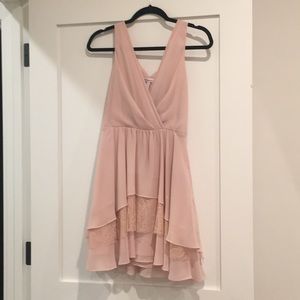 Pink BCBG dress with ruffles and lace